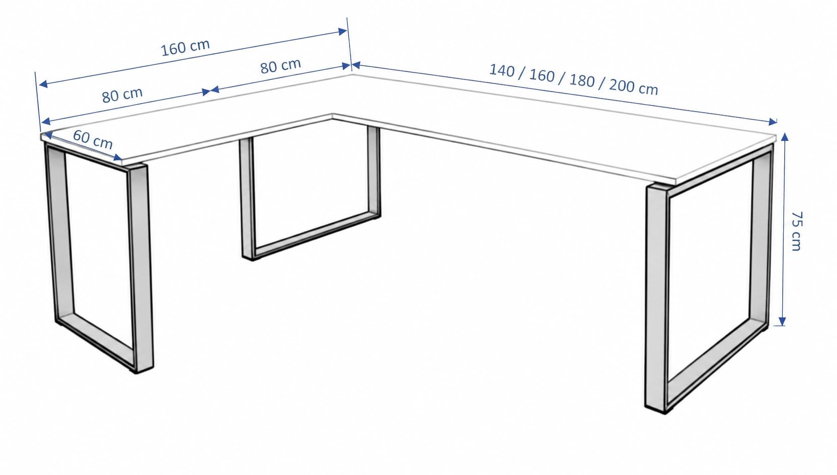 Escritorio en L Izquierda para Oficina. Mesa Esquinera con Estructura Metálica Negra. Mesa de Ordenador para Teletrabajo, Estudio y Gaming (140x80, Nogal)