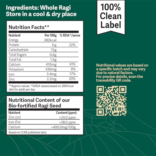 Image of Better Nutrition Biofortified Ragi Atta 1kg | Stone Ground Finger Millet Flour | High in Iron, Zinc, Fiber & Calcium | Gluten-Free | Perfect for Rotis, Porridge & Dosas