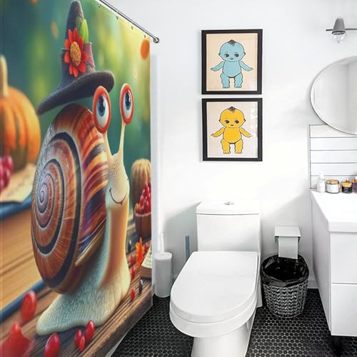 Rideau de douche escargots en polyester 140x183 cm avec 12 crochets - 3