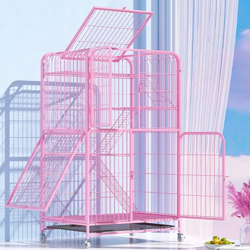 XADBDM 猫ケージ キャットケージ 鉄製フレーム 多階層 猫けーじ 室内用 厚みのある角パイプフレーム 丸みを帯びたエッジ 回転式ホイール付き 畳み式移動便利 組み立て簡単 多頭飼い 猫用ケージ 保護 頑丈で安定 広々とした空間 猫脱走防止 室内飼い(