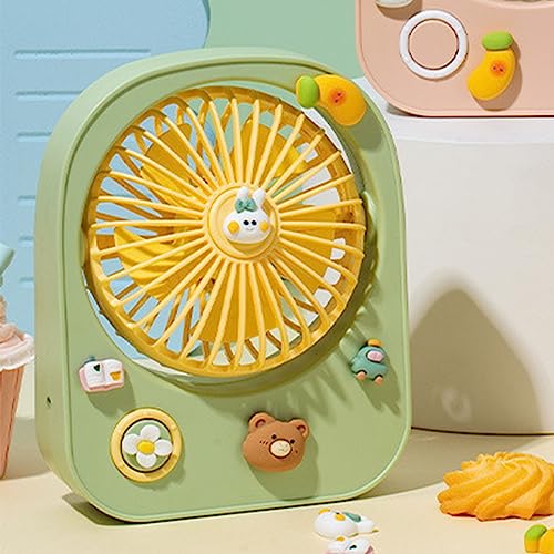 Image of Small Table Fan, Small Desktop Fan 115 Degreees Wind Direction Adjustment Mini Low Noise for Dormitory (Green)