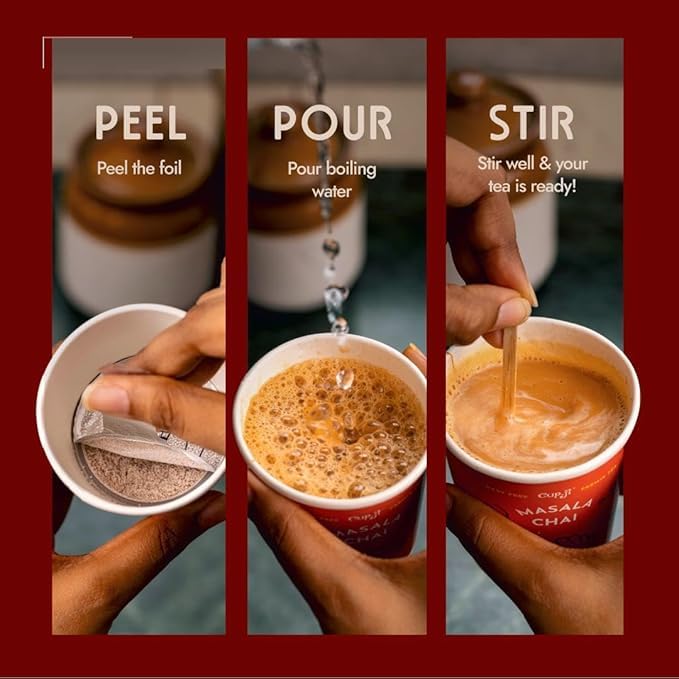 Image of Cup-Ji Cardamom & Saffron Premix Cup Combo | Instant Tea Premix | Instant Chai | Travel Friendly | 14 Cups with 210 ml Size