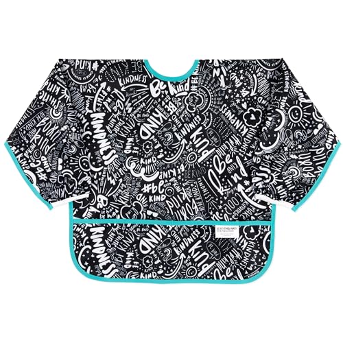 Image of Bumkins Sleeved Bib for Girl or Boy, Baby and Toddler for 6-24 Mos, Essential Must Have for Eating, Feeding, Baby Led Weaning Supplies, Long Sleeve Mess Saving Food Catcher, Born This Way