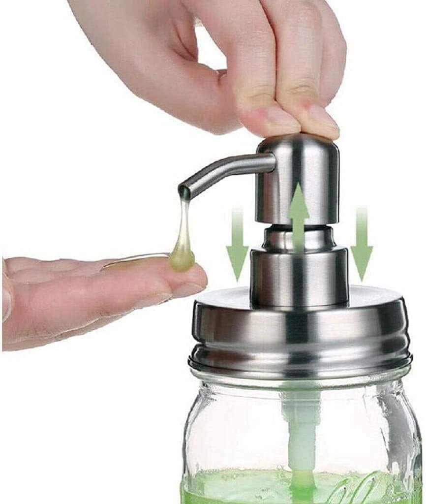 Botella de loción con Bomba de Acero Inoxidable, dispensador de jabón de Vidrio para baño, Ducha, Cocina, Aceite Esencial, 400 ml / 13,5 oz (B)