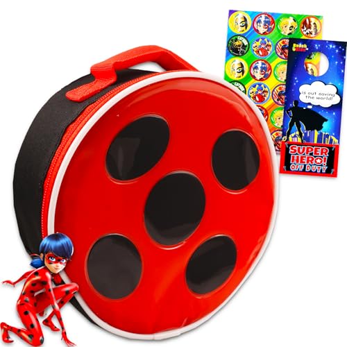 Miraculous - Lancheira Escolar Vermelha de Joaninha Isolada com Adesivos e Mais (Material Escolar de Joaninha Miraculosa)