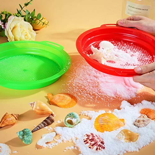Qingler Sand Sifters Sieve For The Beach Sand Toys (Red, Blue, Yellow & Green) Complete Gift Set Bundle-4Pack(8.75X 9.75In) #TOP5