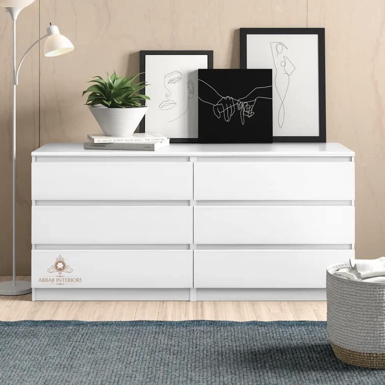 ABBAJI INTERIORS Engineered Wood Chest of Drawers- 6 Drawers (White Color)-for Living Room,Office (Length48 inch, Width 19inch,Height 30inch)-image-6