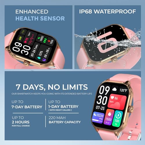 Image of PunnkFunnk H9 Smart Watch 2.01 inch TFT Display, BT 5.0 with 100+ Sports Mode, Heart Rate & Blood Oxygen Monitor, Call & Message Reminders Compatible with Android & iOS, IP67 Waterproof(Pink)