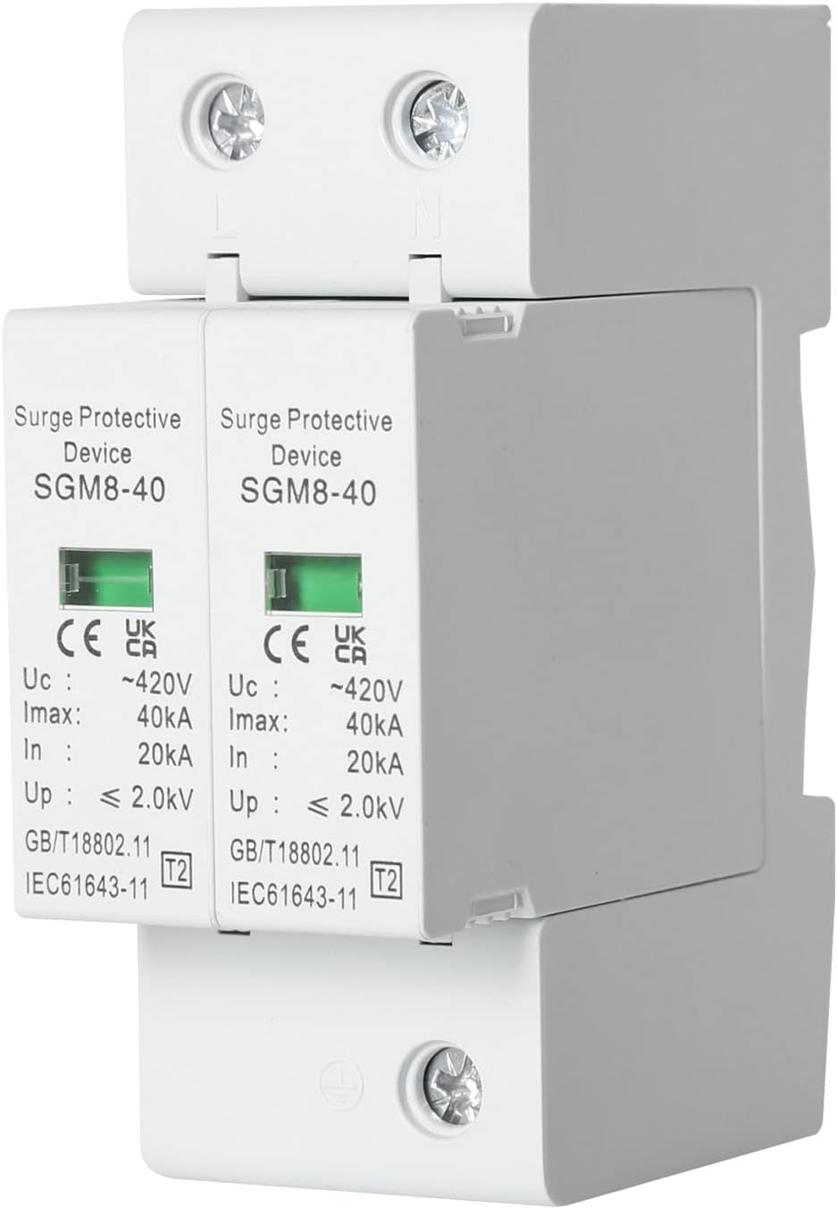 DEWIN Scaricatore di Sovratensione 220V 2P 40kA AC 420V Dispositivo di Protezione Contro le Sovratensioni