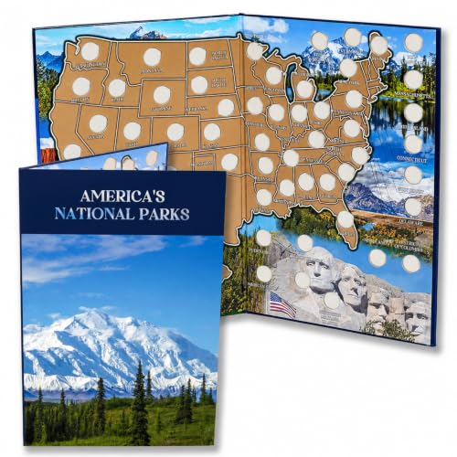 National Parks Quarter Coin Collection Book, Folding Map Holder Folder Album for 56 Quarters...