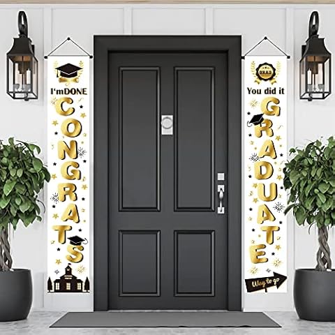 Graduation Door Banner,Congrats Class of 2022 Door Banner,White Graduation Hanging Banner,Congratulation Graduation Door Sign,Graduation Porch Supplies,Congratulation Party Porch Banner Cover