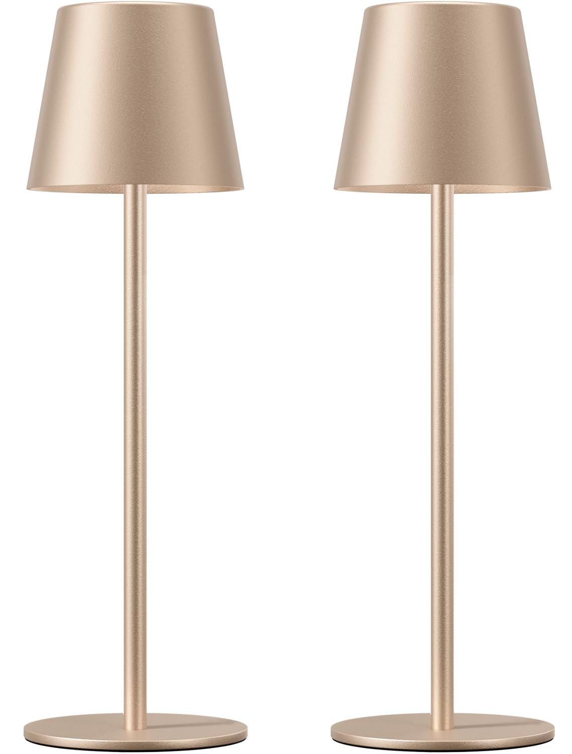 Aooshine Champagne-Gold Cordless Table Lamps Set of 2,Wireless Touch Control Bedside Lamps for Bedroom