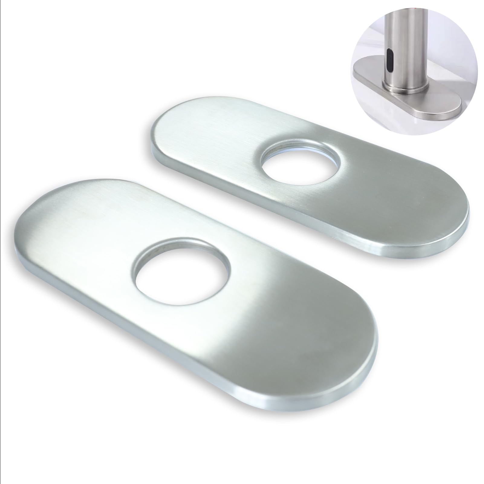 2 PCS Piastra di Copertura per Rubinetto, in Acciaio Inox 304, 35 mm, Rosetta Brushed Anti Macchia per Lavelli da Cucina e Bagno, Design Elegante e Facile da Installare