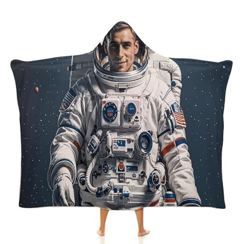 Couverture à capuche portable astronaute en peluche pour homme et femme