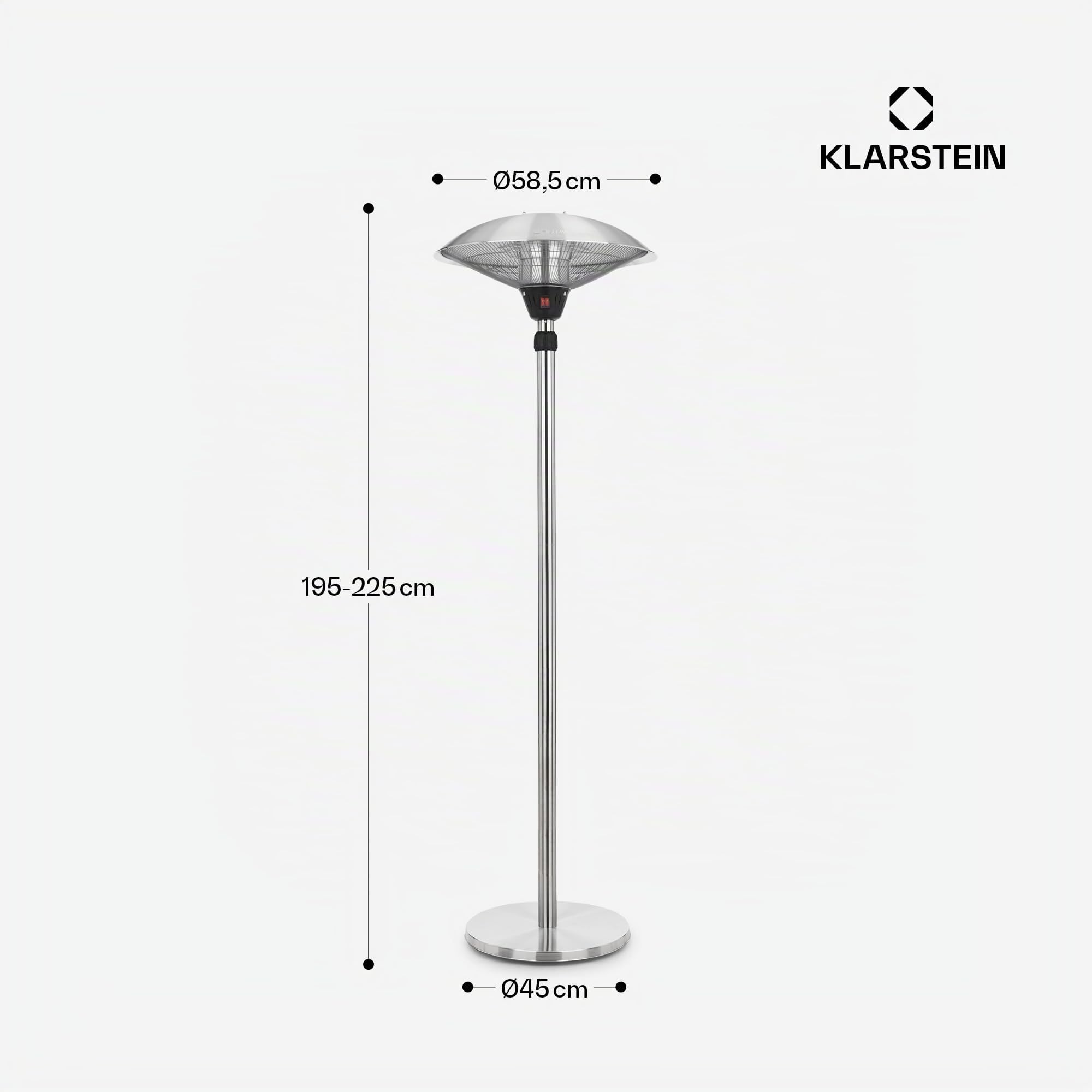 blumfeldt Heat Guard riscaldatore a piantana - Riscaldatore da 900, 1200 e 2100 W in 3 livelli, a infrarossi regolabile in altezza, resistente alle intemperie, base in alluminio, cavo 1,8 m, argento