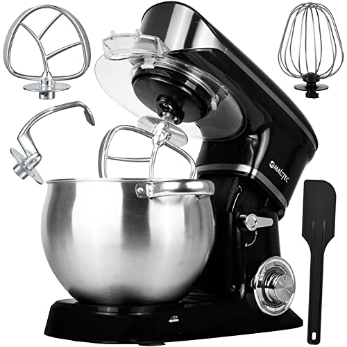 MalTec Küchenmaschine MaltecChef1800W | 3-in-1 Knetmaschine | mit 6L Edelstahlschüssel | inkl. Flachrührer, Schlagbesen…