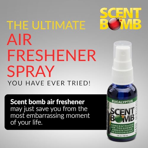 Image of Scent Bomb Air Freshener Spray, Long-Lasting Odor Eliminator - Effective Deodorizer for Home & Car, Fresh Room Spray for Kitchen, Bathroom & Smell Neutralizer - 1 oz Pack of 4, Eucalyptus Scent
