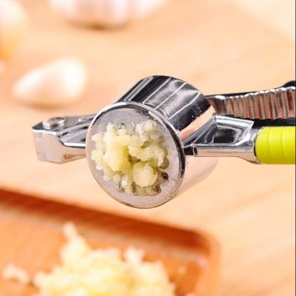 Stainless Steel Garlic Press Crusher Mincer Kitchen Aid Handheld Cloves Ginger Squeezer with Anti-slip Handle