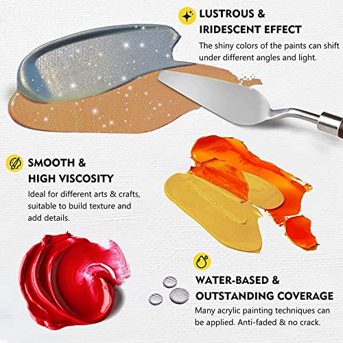 VICBAY Kit Peinture Acrylique avec 4 Couleurs Métalliques, 60 ml Tubes de Peinture Gouache pour Débutants et Artistes Acrylique Pouring Peinture pour Papier, Toile, Céramique et Bois - Image 6