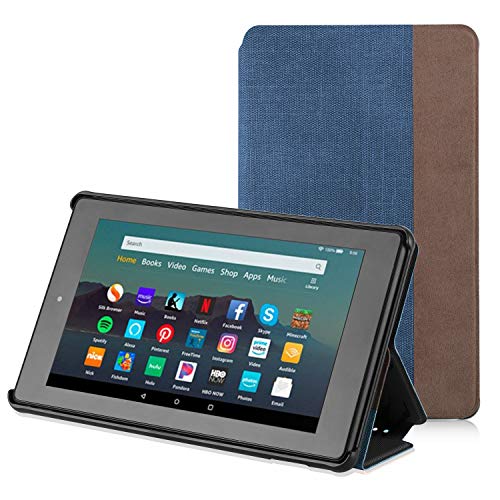 apiker Custodia Compatible con Fire 7 Tablet (9a Generazione,2019 di Rilascio), Smart Shell Cover con Auto Svegliati/Sonno,per Amazon Fire 7 2019, Pelle PU Premium, Blu