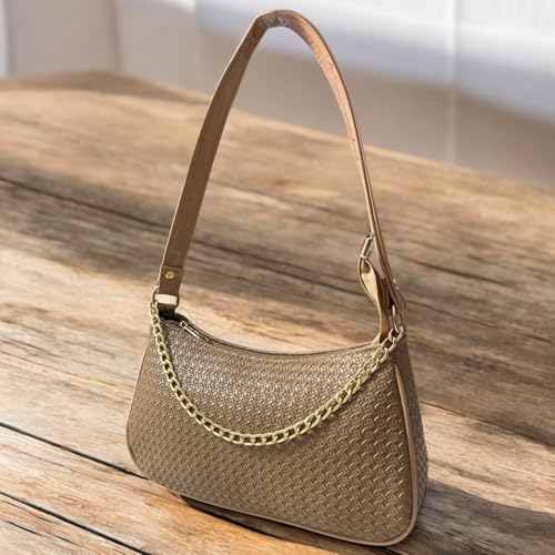 Image of DAISY STAR Woven Textured Shoulder Bag with Gold Chain Detail II Shoulder Handbag for Girl & Women II