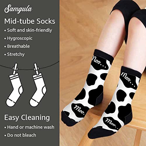 Image of Red Striped Crew Socks for Woman Size 6-8 Christmas Tree Moose Snowflake Dots Lines Girls Socks