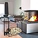 TANGZON Firewood Rack, Heavy Duty Steel Fireplace Log Holder with Fireplace Tool Set, Indoor Outdoor Log Storage Stacking Stand (90 x 33 x 77 cm)