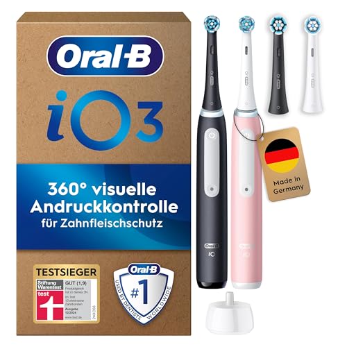 Oral-B iO Series 3 Plus Edition Elektrische Zahnbürste, Doppelpack — Electric Toothbrush, Inkl. 4 Aufsteckbürsten, 3 Put...