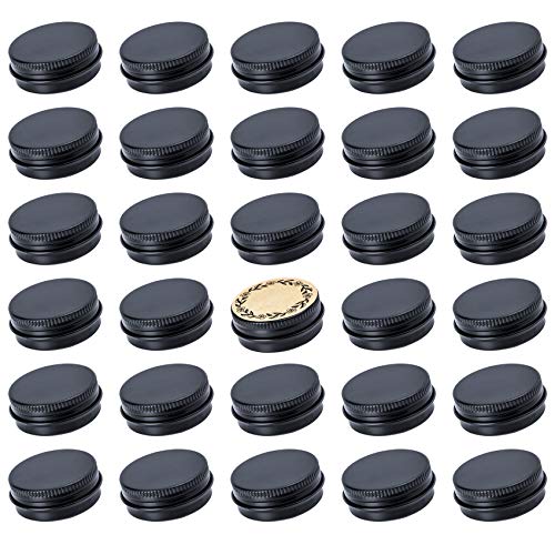 Screw Top Black Aluminum Tin Jar with Screw Lid and Blank Labels - 31pcs, 0.5oz