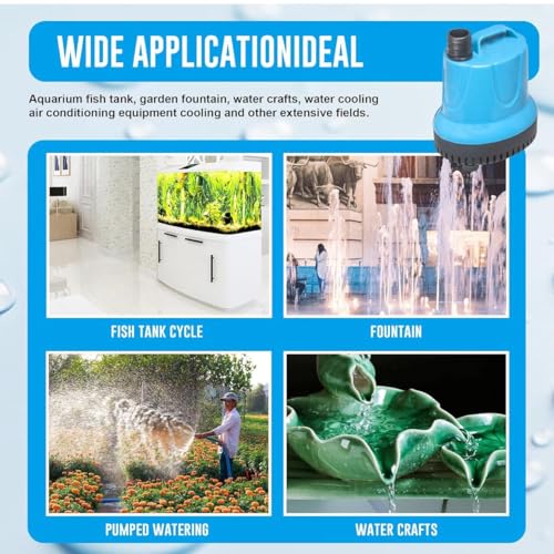 Image of Asian Pumps 3500L /H Submersible Water Fountain Pump 60W Small Sump Pump with 9FT High Lift, Aquarium Pumps for Outdoor Pond, Hydroponic, Statuary, Waterfall, Aquarium, Fish Tank 220V