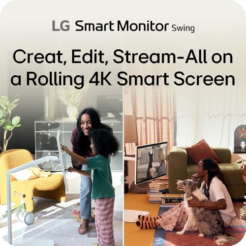Image of LG 32 Inch 4K UHD IPS Touchscreen Smart Monitor Swing with Rolling Stand 32U889SA-W Bundle with Deco Essential CPS 26 Month Protection Pack and 2X Deco Essentials 6FT 4K HDMI 2.0 Cable