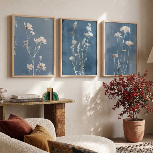 Image of kotart Floral Art Home Decoration For Wall Decor | Aesthetic Paintings With Frame For Living Room Bed Room Hotel Wall Decor Digital Reprint Set of 3 (20x30 Inch)