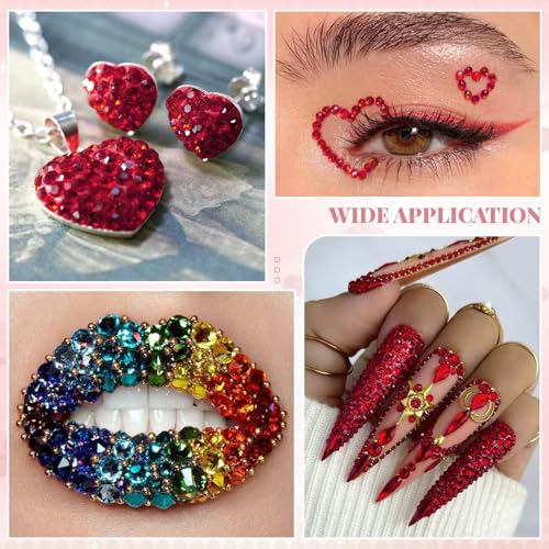 Image of 2000PCS SS16 /4mm Crystal Glass Rhinestones for Bedazzling (Dark Siam) | Flatback Rhinestones for Crafting DIY Nail Art Makeup Decoration, Gems Diomand Charms for Tumbler Shoes Clothing Mug