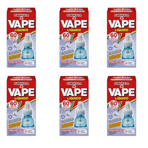 Vape Zanzare Ricarica Liquida 60 Notti Antiodore 30 Ml (6 unità)