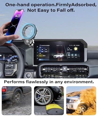 Image of Car Phone Holder for 2024 2025 2026 Toyota Land Cruiser LC250 Accessories | 8 /12.3-inch Screen Clip-On MagSafe Strong Magnetic Cell Phone Mount, 360 Rotatable Hands-Free Holder,Not Block Air Vents