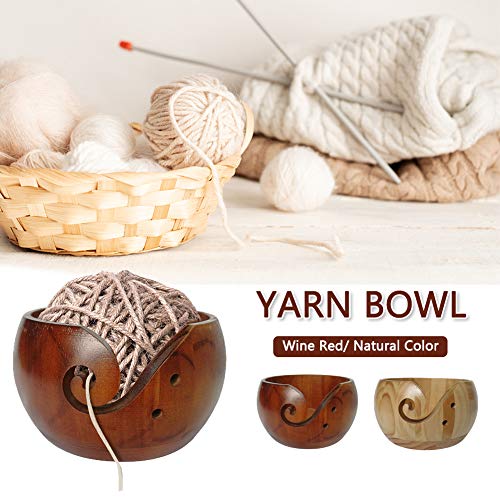 Image of Bamboo Yarn Bowl,Handmade Knitting Bowl Wool Holder,DIY Natural Embroidery Crocheting Storage Accessories for Crochet Home Decor