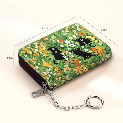 Image of Mayski Credit Card Holder, Zipper Credit Card Wallet for Women, Small Accordion Card Cases Holder, KeyChain Wallet, Business Card Holder(Cats 01)