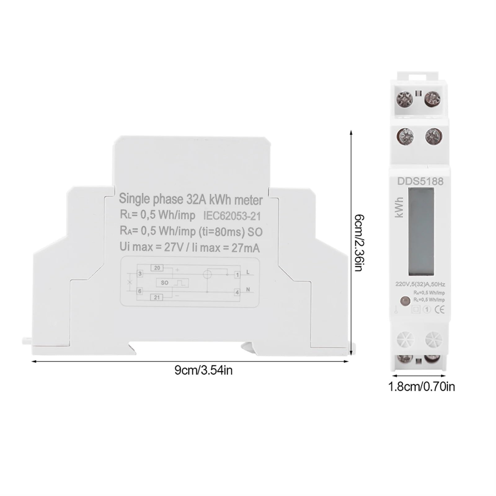 Licznik energii elektrycznej na szynie DIN Cyfrowy licznik elektroniczny KWh LCD 220 V Jednofazowy licznik elektryczny na szynie DIN 5-32A Elektroniczny licznik KWh