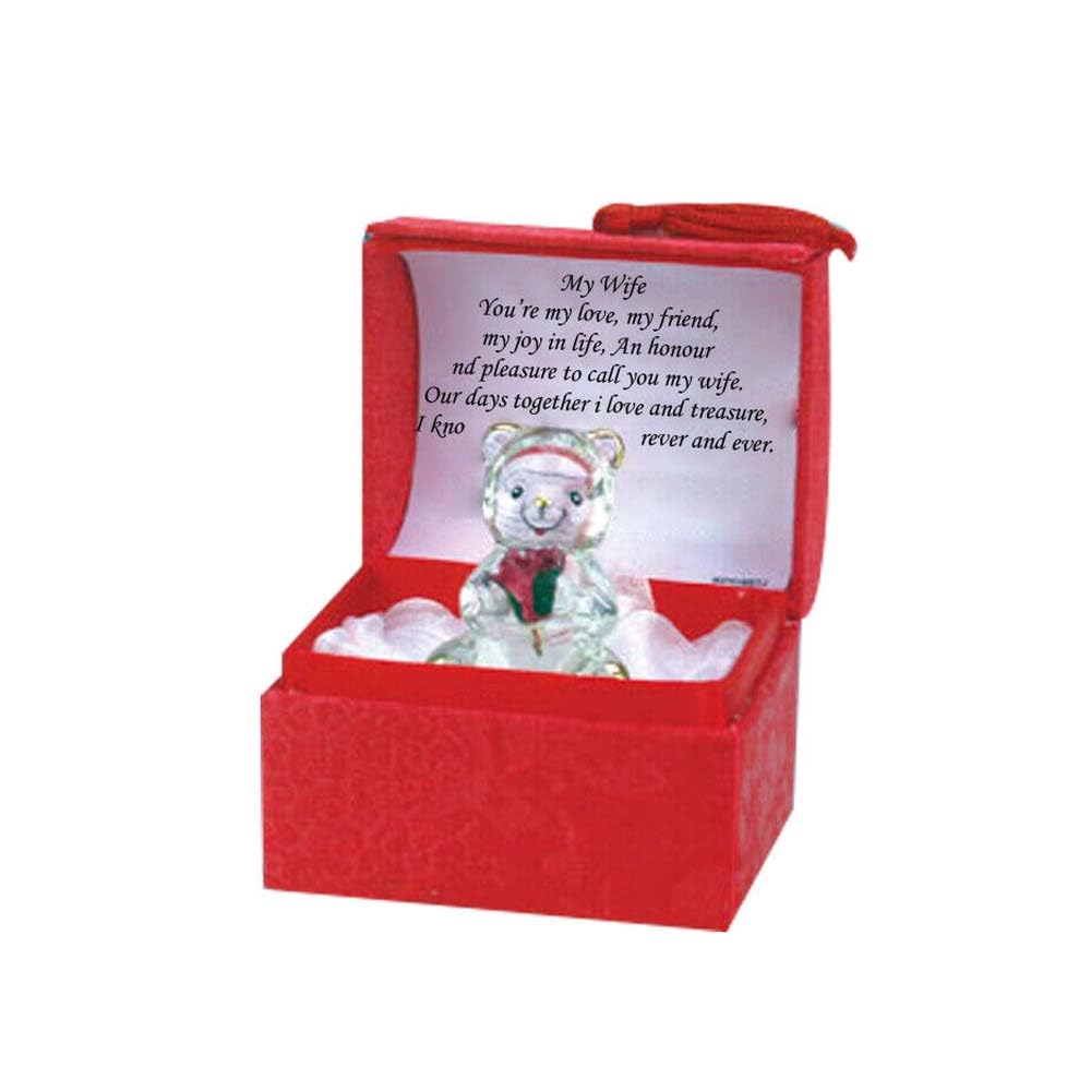 Treasure Chests Enclosing Crystal Figurines, Engraved with a Personalised Poem | Memorial Congratulations Gift for Special Occasions Including Birthday, Christmas, etc (My Wife)