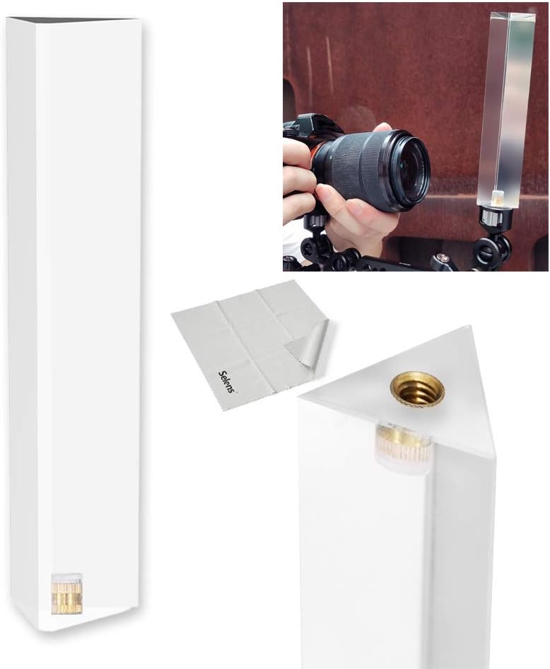 Selens Triangular Prism Photography Optical Crystal Glass Professional with 1/4 Inch, Create Light Rainbow Effect for Teaching Light Spectrum Photo Camera Lens Photographer