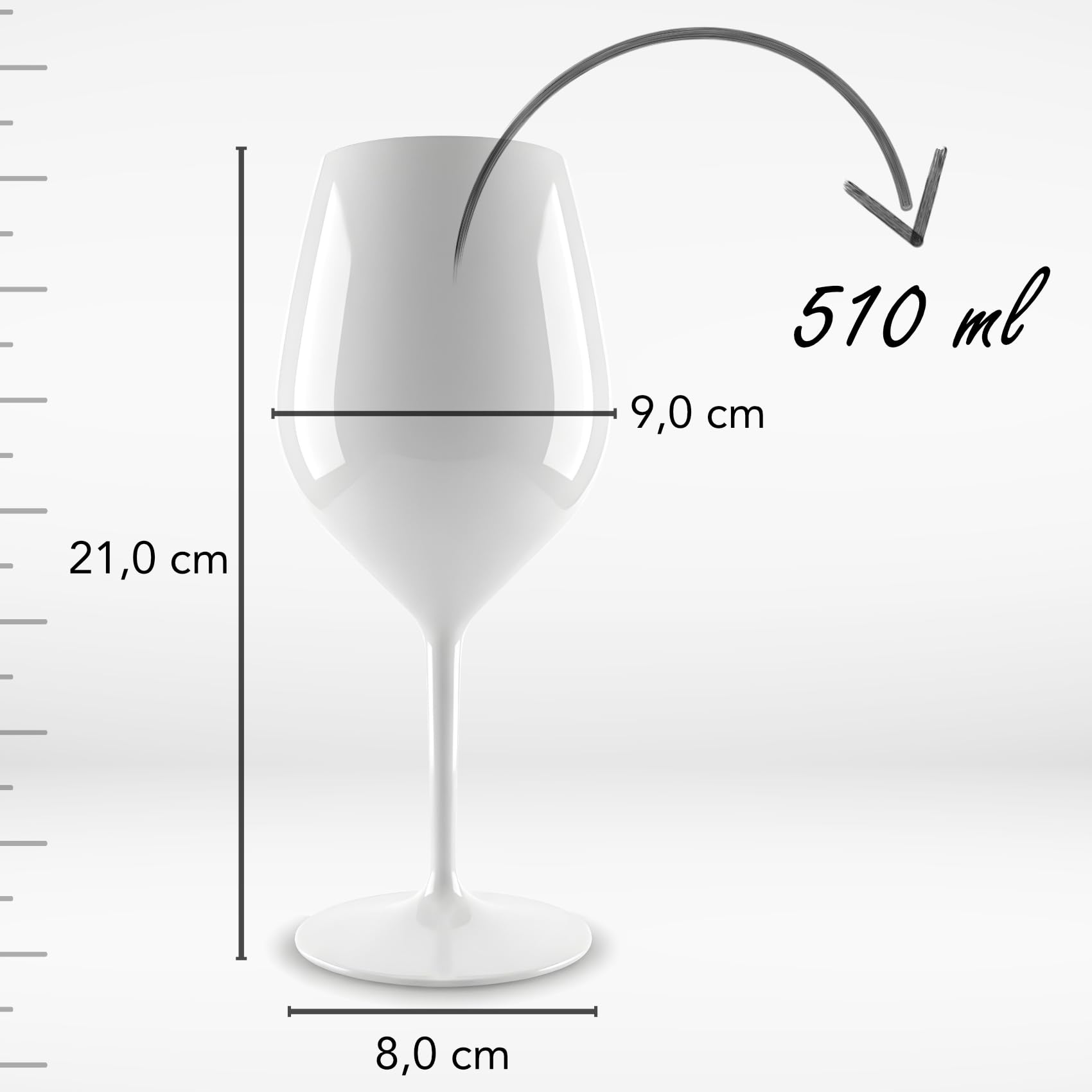 Lot de 6 gobelets blancs en plastique de qualité supérieure (Tritan), 51 cl, passent au lave-vaisselle, incassables, sans BPA