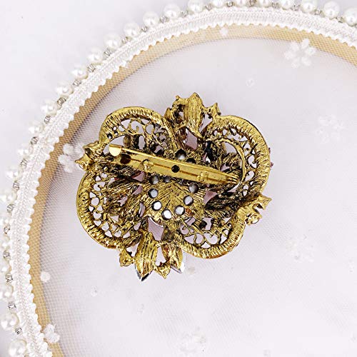 Image of LAXPICOL Women's Large Sparkly Crystal Flower Brooch Pin Fashion Statement Broach Pin