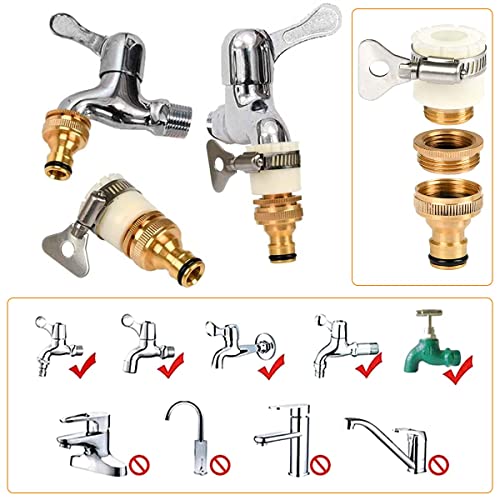 Image of 2-in-1 Universal Tap Connector Set - Brass Quick Release Coupling, Pipe Connector for 3 /4 inch & 1 /2 inch Taps, Universal Faucet Adapter for Garden Hose Pipe Fitting