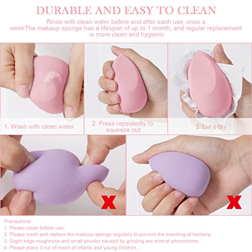 AUAUY 4 PCS Make up Schwamm Set, Foundation Blending Beauty Sponge, Beauty Makeup Schwämme Blender für Flüssigkeit Foundation Puder Sonnenschutz und Creme mit 1 Schwammhalter, 1 Puderquaste