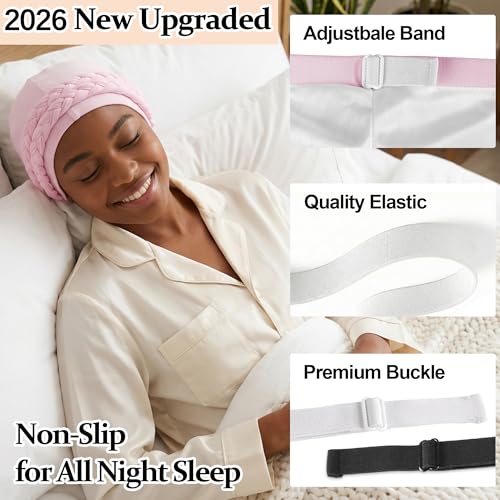 Image of Ababalaya Adjustable Satin Lined Turban for Women Mens Halo Turban Silky Lined Head Wraps for Waves Braids Locs Sleep Cap