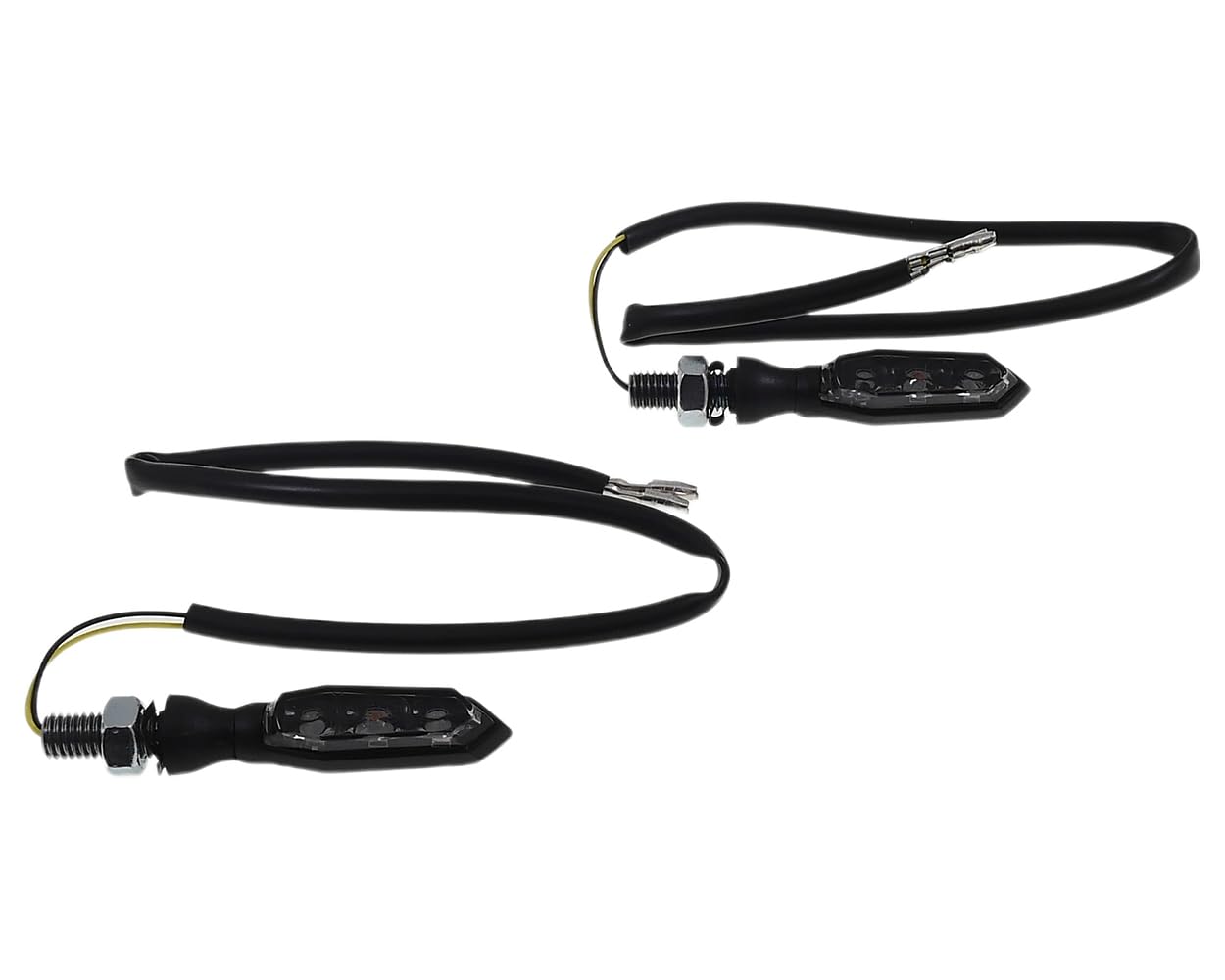 HIGHSIDER SONIC-X1 Mini LED Blinker Paar schwarz getönt 12V, ECE geprüft | Glas schwarz getönt, Metallgehäuse M8, Maße 44 × 13 × 15,5 mm; kompatibel mit Motorrad, Roller, Moped, Quad und E-Scooter