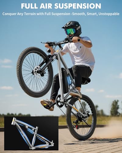 Image of Qlife Electric Bike for Adults /Teens Racer, 20+MPH 21-Speed Peak 1200W Brushless Motor Adult Electric Bicycles, 48V 10.4Ah Removable Battery Mountain Ebike, Up to 55 Miles, 27.5X2.1 Tire E Bike