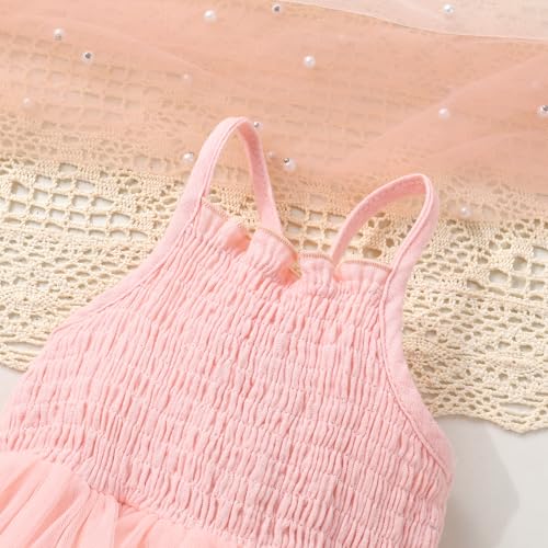 Infant Baby Girl Summer Romper Dress Sleeveless Strap Mesh Tutu Skirt Backless Bodysuit with Headband4