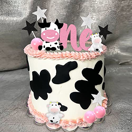 Cow Cake Topper Farm Cake Topper With Cow Miniature Figurines Wheats Animal Birthday Party Cow Cake Decorations Baby Shower Cow Themed Birthday Party Supplies For Girl (Cow) #TOP5