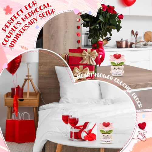Gifts for Him Her Boyfriend Girlfriend - Crochet Flower with I Love You Message - Valentines , Engagement, Anniversary Wedding Birthday Gift for Wife, Husband, Couple, Fiancee-Father's Day Present - Image 4